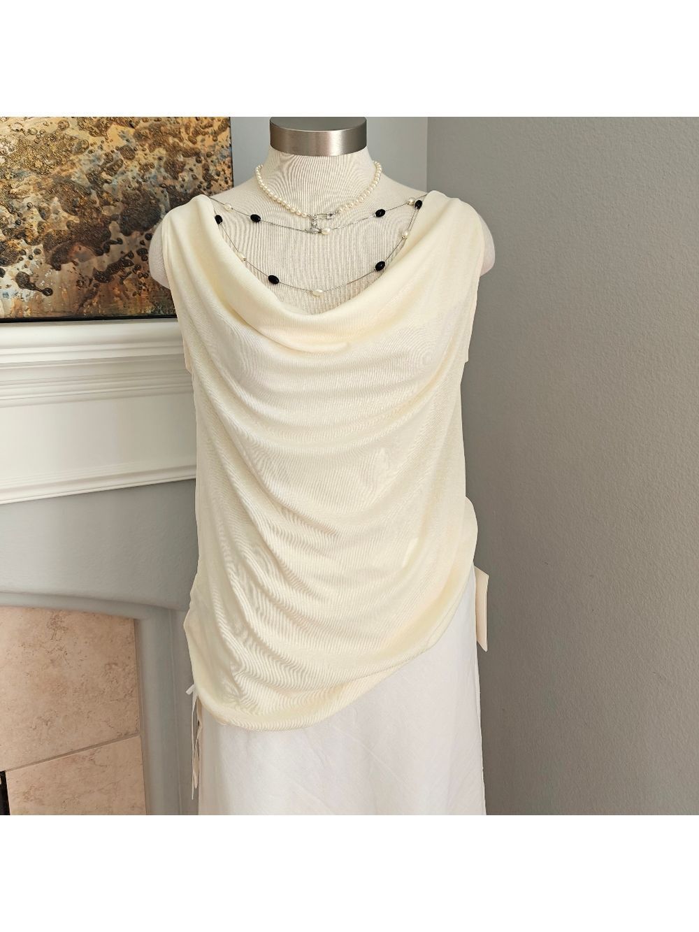 Cream Cowl Neck Top